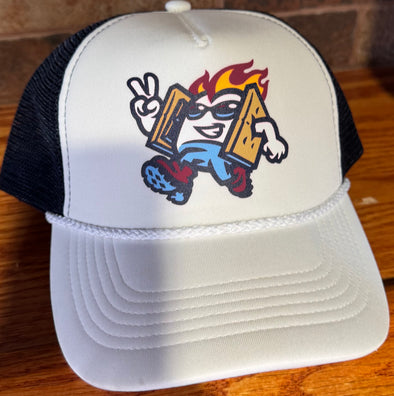 Toasty White & Navy Cord Hat